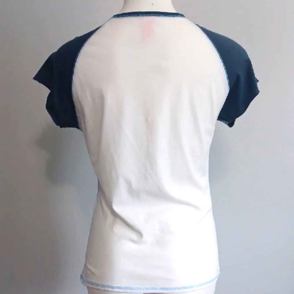Two NWOT XL short sleeve top. White & blue shirt. Streetwear Yoga Activewear